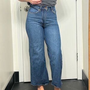 h&m dark wash high waisted wide leg jeans